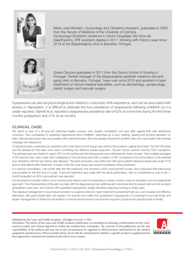 Treatment of Dyspareunia Following Childbirth Secondary to Perineal Scar Fibrosis